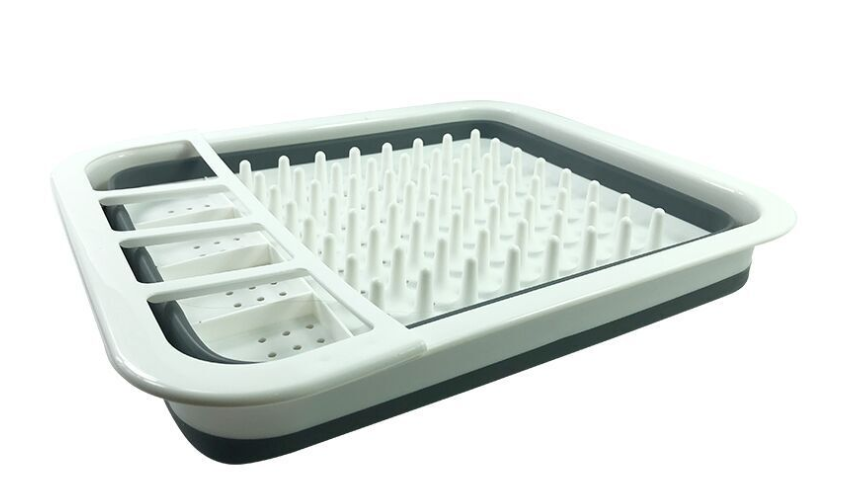 Folding kitchen drain dish rack